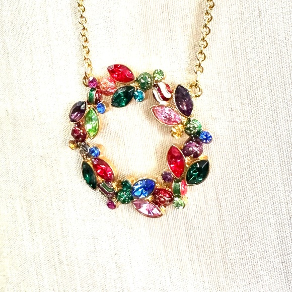 Miriam Haskell Necklace Holiday Collection Circle of Jewels Rhinestone Wreath - Picture 5 of 8